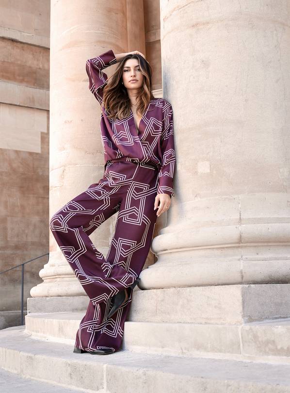 Buy For All The Love Printed Satin Wide Leg Co-ord Trouser 6